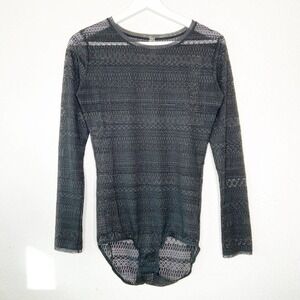 Love Stories Mesh Lace Long Sleeved Bodysuit Sz M